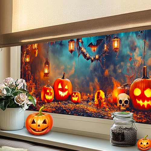 Vinilo decorativo Halloween linterna calabaza 39.3x17.7 pulgadas miniatura 6