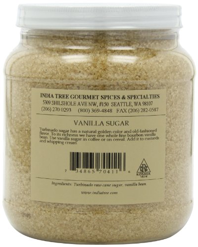 India Tree Turbinado Vanilla Sugar, 3-Pound Jar, With Real Bourbon Vanilla Bean, Baking, Cocktails, Crème Brule #TOP3