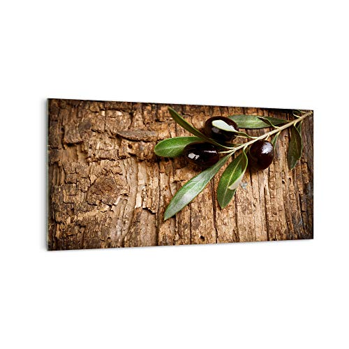 Küchenrückwand 'Oliven auf Holz' in div. Größen, Glas-Rückwand, Wandpaneele, Spritzschutz & Fliesenspiegel