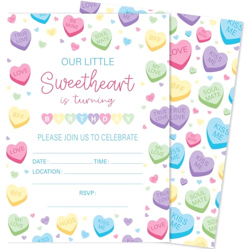 Tarjetas de invitación para cumpleaños y San Valentín con románticos corazones de conversación
