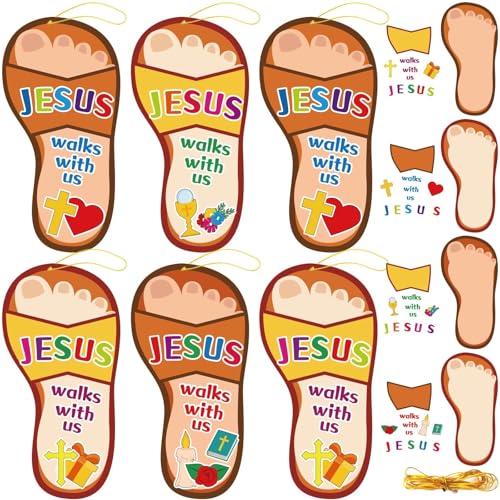 Kit artisanat biblique VBS 2025 de 32 sets de sandales religieuses Jésus marche avec nous