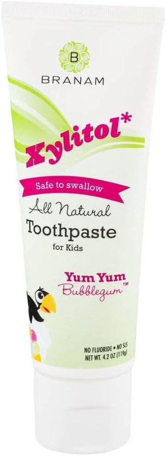Branam Oral Health Xylitol Toothpaste for Kids Yum Yum Bubblegum, 4.2 Ounce