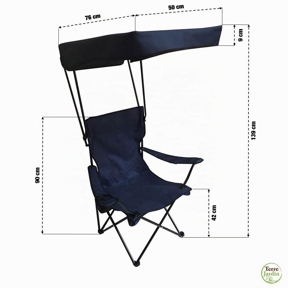 TERRE JARDIN Chaise Pliante avec Pare-Soleil Sunrise Plage Camping