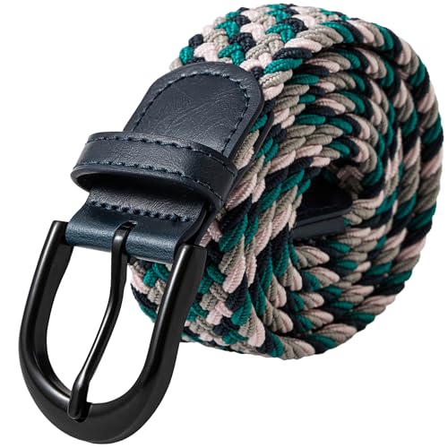 Image of Mile High Life | Braided Stretch Elastic Belts | Pin Oval Solid Black Belt Buckle | PU Loop End Tip Men /Women /Junior Belt