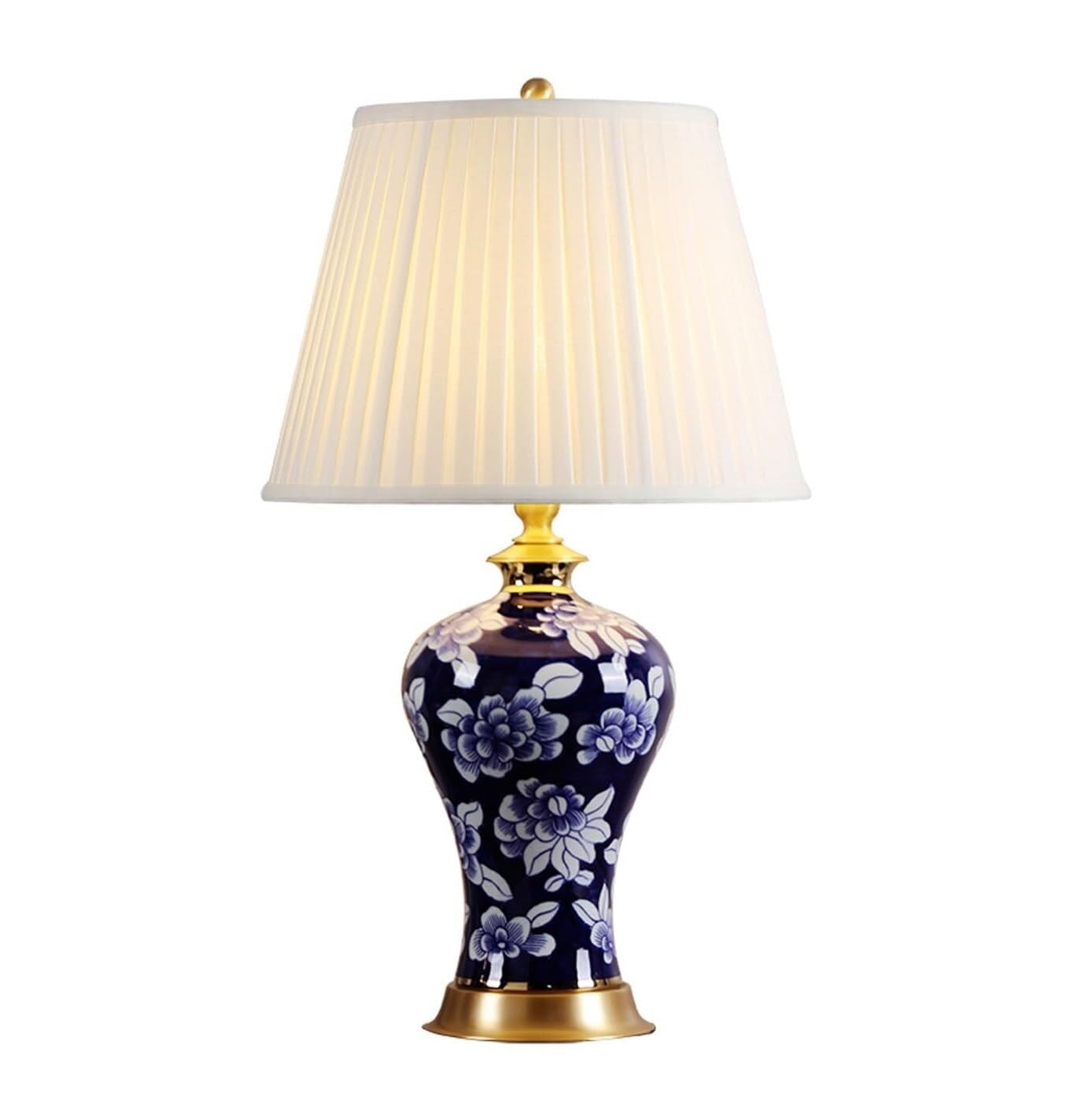 HYHDDM 24.4" Traditional Ceramic Table Lamp, Linen Shade H65 Copper Bedside Lamp with Remote Control for Bedroom Office(Remote Control Switch)