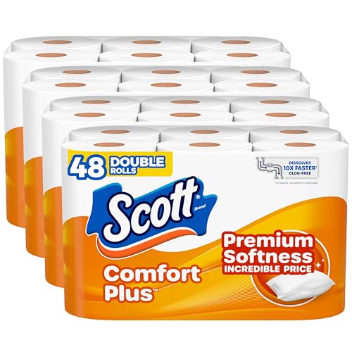 Scott ComfortPlus Toilet Paper, 48 Double Rolls, 231 Sheets per Roll, Septic-Safe, 1-Ply Toilet Tissue