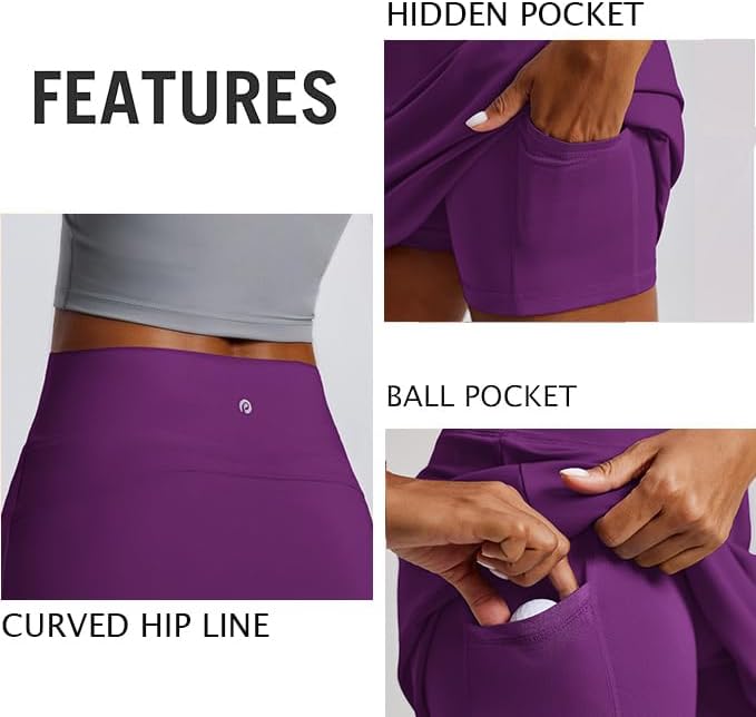 PINSPARK Golf Skirts for Women High Waisted Tennis Skirt with 2 Pockets UPF 50+ Stretch Athletic Skirt for Pickleball Workout - Image 4