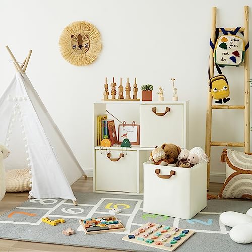 GRANNY SAYS Storage Cubes, 12x12 Storage Cube Bins with Metal Frame, Collapsible Cube Storage Organizer, Fabric Cubby Bins for Shelves, Closet, Ivory, 4 Pack — view 3