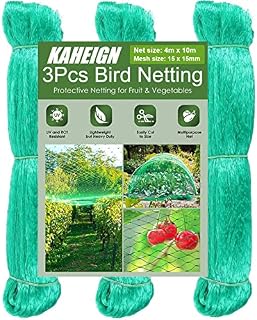 KAHEIGN 3Pcs Bird Netting, 4m x 10m Anti Bird Protection Net Garden Plant Mesh Netting Fruit Trees Netting for Vineyard Vegetables Flowers Plants Fencing (Green)