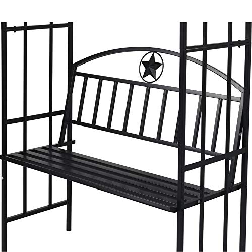 Peachtree Press Inc Garden Pergola Trellis Arbor with Bench 7’5’’H x3’7’’W Metal Arch Arbour for Climbing Plant Outdoor Garden Patio - Image 5