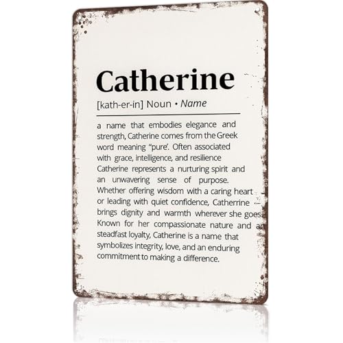 FANPOK Funny Vintage Metal Sign Catherine Name Meaning Poster Wall Art for Home Living Room Office Bar Decor 8X12inch