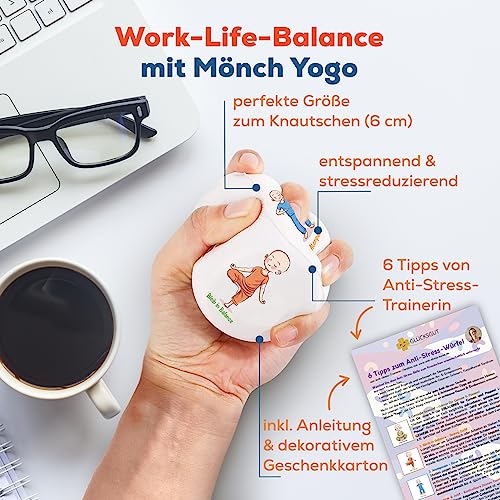 GLÜCKSGUT® Anti Stress Würfel | ACHTSAMKEIT mit Yogo | Stresswürfel Stressabbau | 6 Motive, Geschenkbox & Anleitung | Anti Stress Spielzeug, Kollegen Geschenk, Büro Geschenk, Anti Stress Geschenk