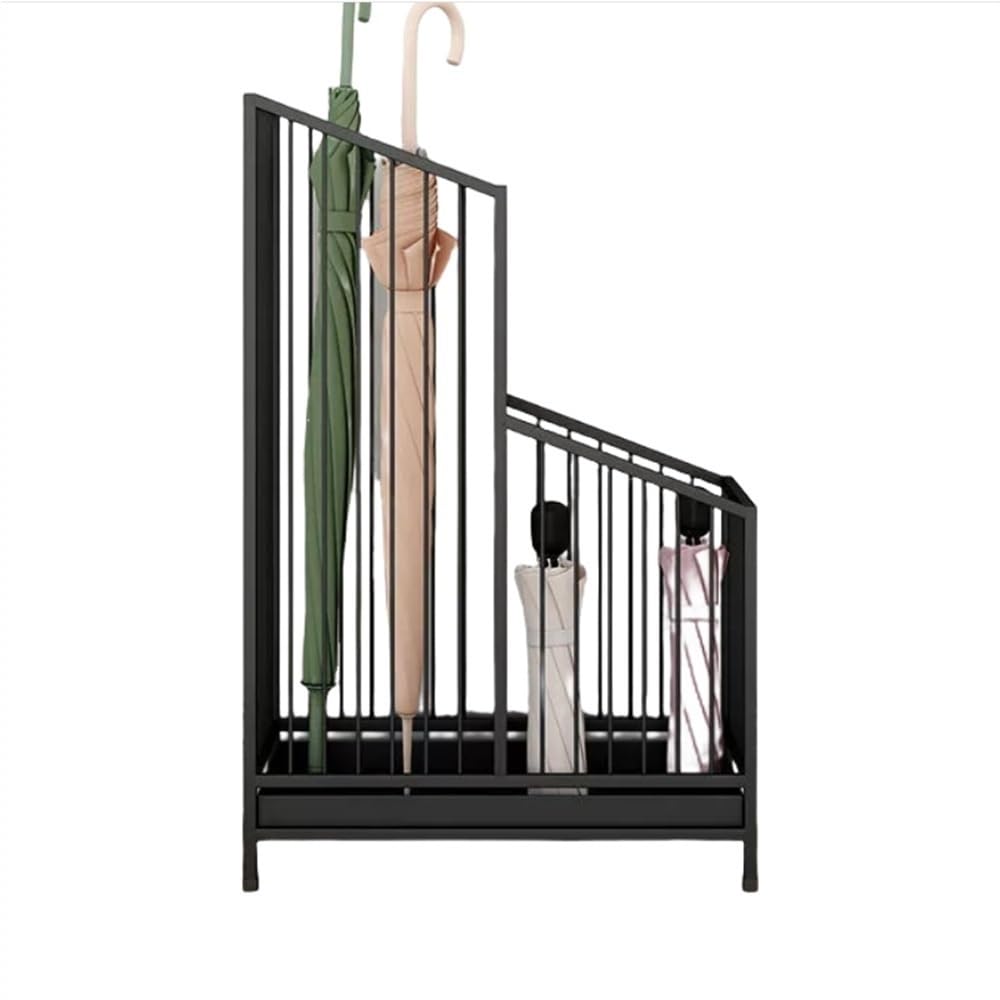 sdSDGrw umbrella stand, Metal Umbrella Stand with Removable Drip Tray - Stylish Rack for Entryway, Office, Living Room(Black,15.8x9.8x24.4in)