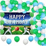 Jollyboom Cricket Birthday Party Decorations, Sports Theme Ball Happy Birthday Decorations Balloons Arch Backdrop Banner for Bday Party