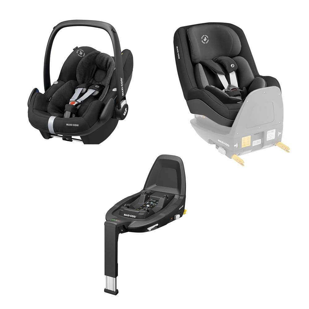 Maxi-Cosi Pebble Pro e Pearl Pro² Seggiolini auto, FamilyFix 3 in bundle, 0-4J. nero