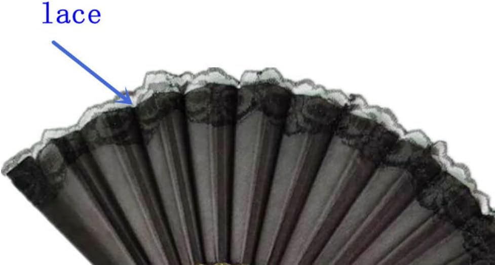 Folding Fan Handheld, 2Pcs Large Decorative Folding Fans Casual Dark Blue Lace Hand Fan Foldable Funky Japanese Chinese Fans Folding Fan for Dancing Party Wedding Home Deco