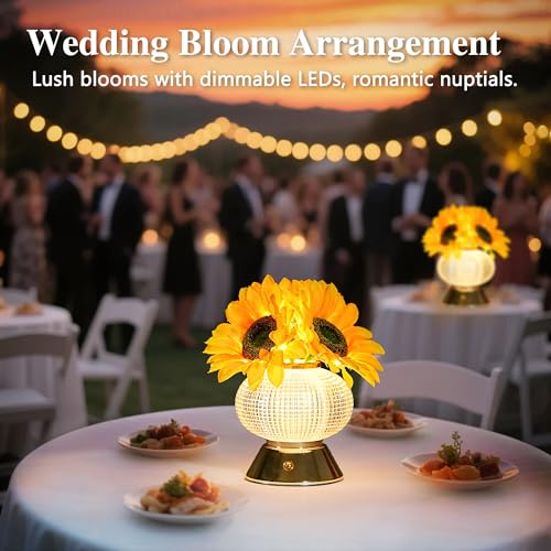 Image of Sunflower Flower Lamp, Decor Lamp for Bedroom Bar Coffee Shop Wedding, Gifts for WomenMom Daughter Grandma Aunt Girlfriend Friend Birthday Christmas Valentines Mothers Day