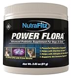 Power Flora - Probiotics for Dogs and Cats with 9 Live Strains - Dog Probiotics Improves Dog Breath, UTI, Diarrhea, Constipation, Skin Allergy, Hot Spots - Odorless Powder - 350 Billion CFU/jar