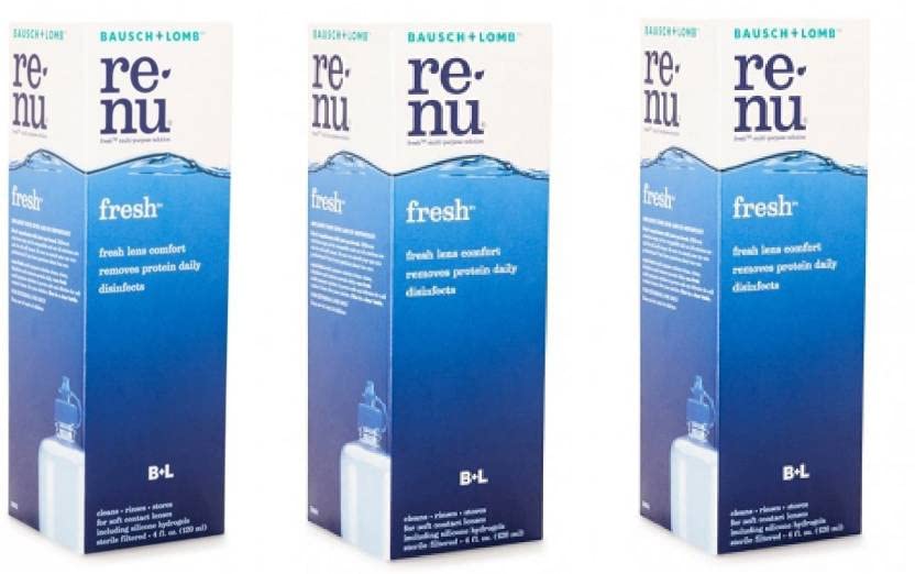 BAUSCH & LOMB Renu 120ml*3 cleaning solution(Pack of 3) Cleaning solution (360) lens solution (360)