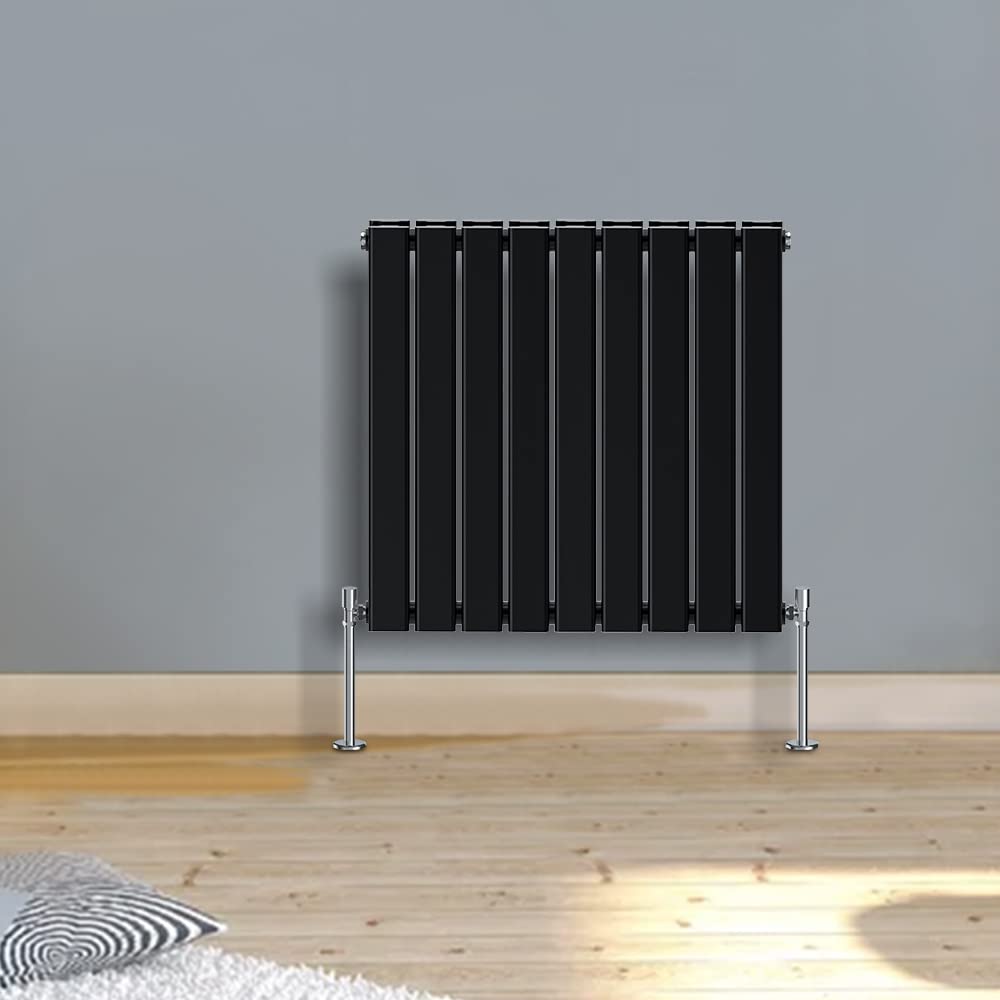 Warmehaus Black Horizontal Modern Radiator 600X612mm Double Flat Panel