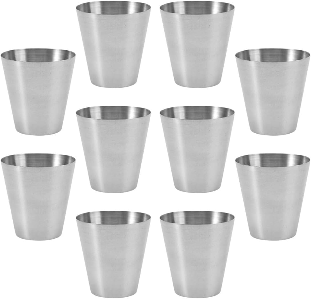 Stackable Stainless Steel Drinking Cups 100Ml Portable Shatterproof Metal Beer Cups for Camping Party Supplies 10pcs Set