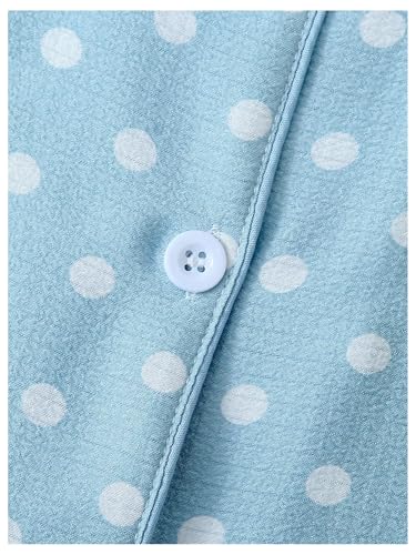 Image of BEAUDRM Women's Two Piece Pajama Sets Allover Print Short Sleeve Sleepwear Button Down Shirt and Bow Shorts Pj Set Loungewear
