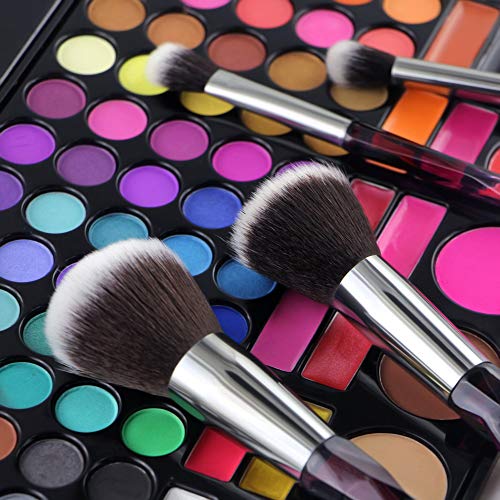 Premium Makeup Brush Set, 10pcs Complete Synthetic Kabuki Eye Shadow Concealer Make Up Brushes Beautiful Crystal Handle (Purple)
