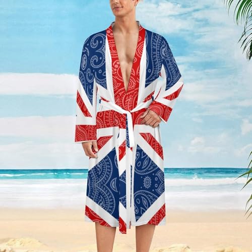 Paisley British Flag Funny Men's Robe Soft Lightweight Bathrobe Long-sleeve Spa Robes2