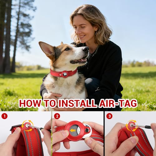 Large Reflective Airtag Dog Collar with Airtag Holder Quick Release Metal Buckle Padded Nylon Waterproof Adjustable Comfortable for Boy Large Dogs by Swizitelon - Image 5