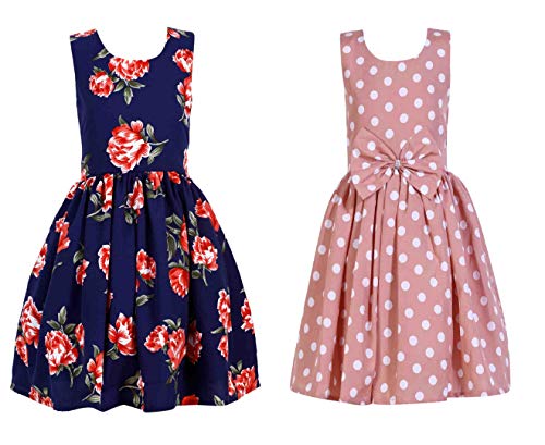 Image of Casual Frock for Baby Girls,Blue Printed and Olive Printed,Pack of 2