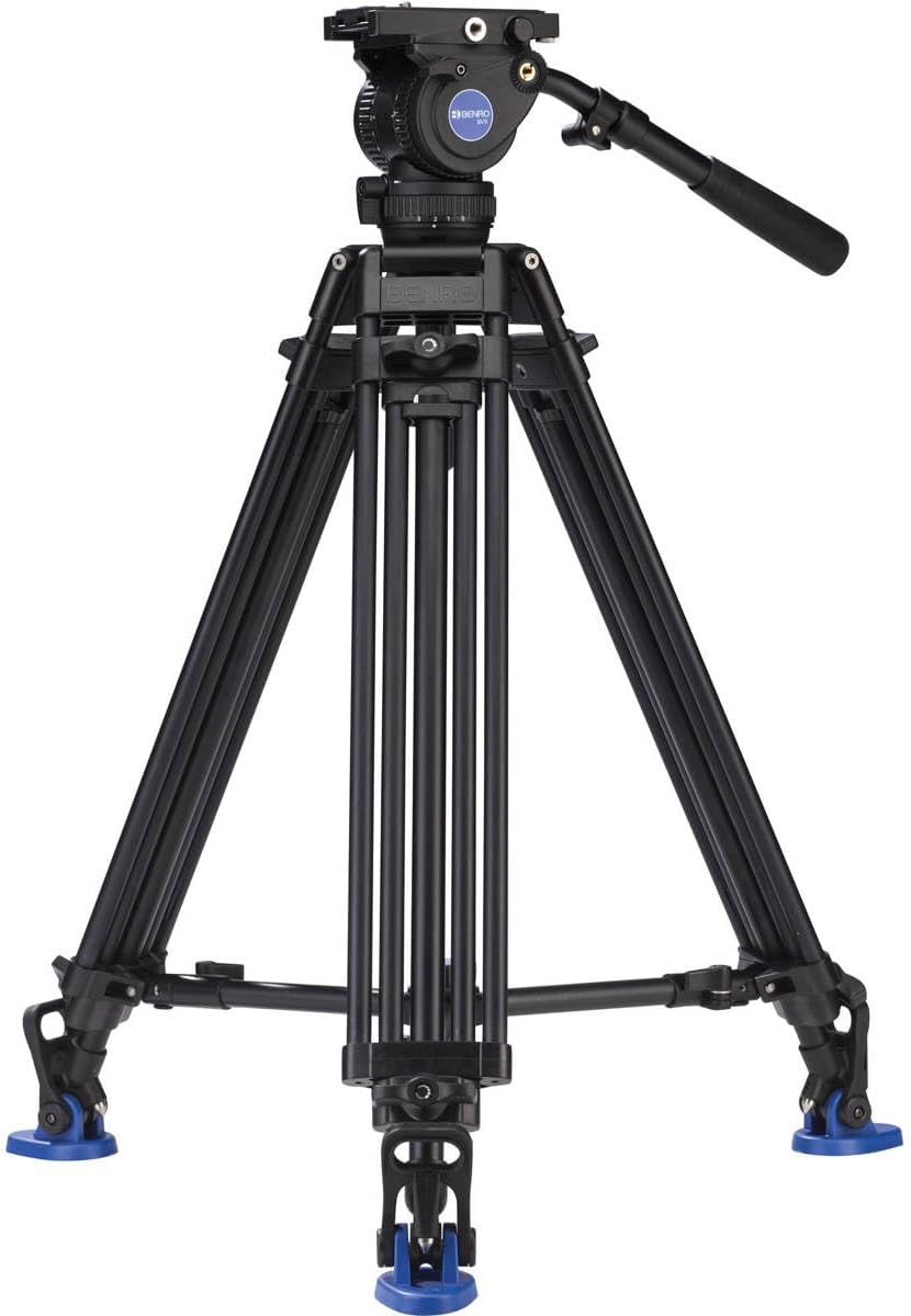 Benro BV6 Pro Video Tripod Kit with BV6 Fluid Video Head, Dual-Stage Aluminum Legs, Mid-Level Spreader and 75 mm Bowl for Studio and Field Production (BV6PRO)