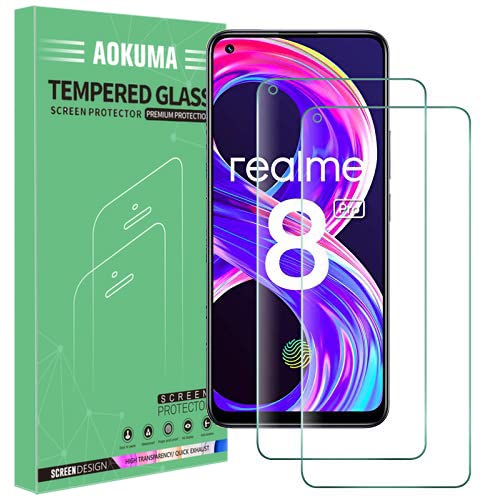 AOKUMA OPPO Realme 8 4G/OPPO Realme 8 pro Tempered Glass Screen Protector, [2 Pack] Premium Quality Guard Film, Case Friendly, Shatterproof, Shockproof, Scratchproof oilproof