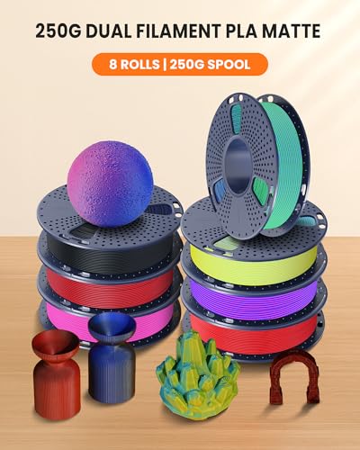 Image of TECBEARS Matte PLA Dual Colors, 2kg Bundle, E2501, 0.25kg /Spool, 8 Packs