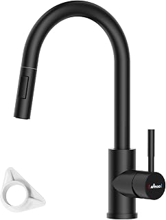 APPASO Grifo de cocina con ducha, grifo de cocina extensible de alta presión giratorio 360°