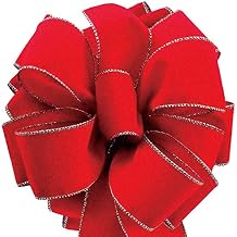 Red Velvet Ribbon Christmas Flower Bouquet Bow Gift Wrap Presents 1.5 Inches Floral Crafting Ribbons for Decorating Xmas Holidays/Winter Wedding Gifts 25 Yards 75 ft
