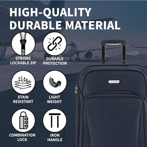 FLYMAX 55x35x20 55x40x20 Cabin suitcase Luggage Hand Carry on Case Flight Bag Suitcase Travel Fits Fits Easyjet, Ryanair British Airways & Jet 2 Cabin Bag