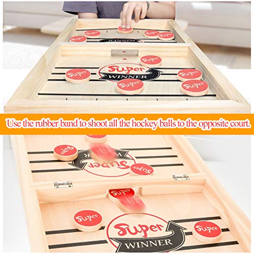 Foldable Fast Sling Puck Game, International Chess 2 in 1, Paced Winner Board Games Toys for Kids & Adults, Large Size
