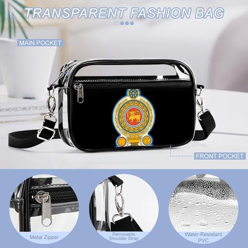 Emblem of Sri Lanka Women's Clear Crossbody Purse Bag Transparent Bags Pocket for Concerts Sports Festivals4