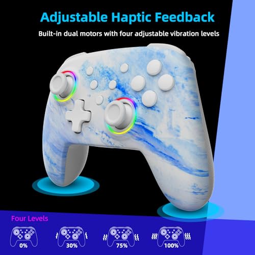 Image of NexiGo Wireless Controller (No Deadzone) for Switch 2 and Switch, Extra Controllers for Nintendo Switch Controllers, Bluetooth Switch Controller, Turbo and LED Light (White & Blue)