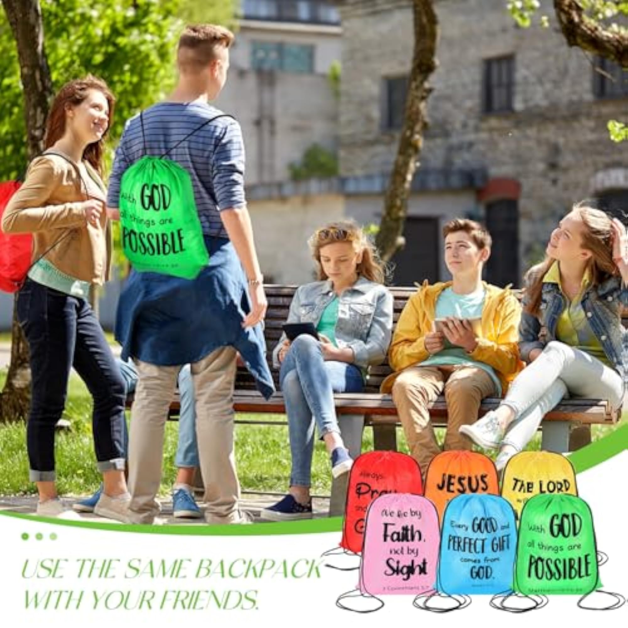 30 Pcs Christian Drawstring Backpack Bulk Gift Bags