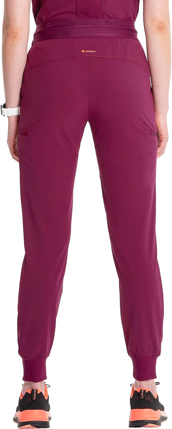 Cherokee Infinity Women's Scrub Pull-on Scrub Jogger Pants, Mid Rise Bottoms with 4 Pocket with Interior Drawstring IN122A