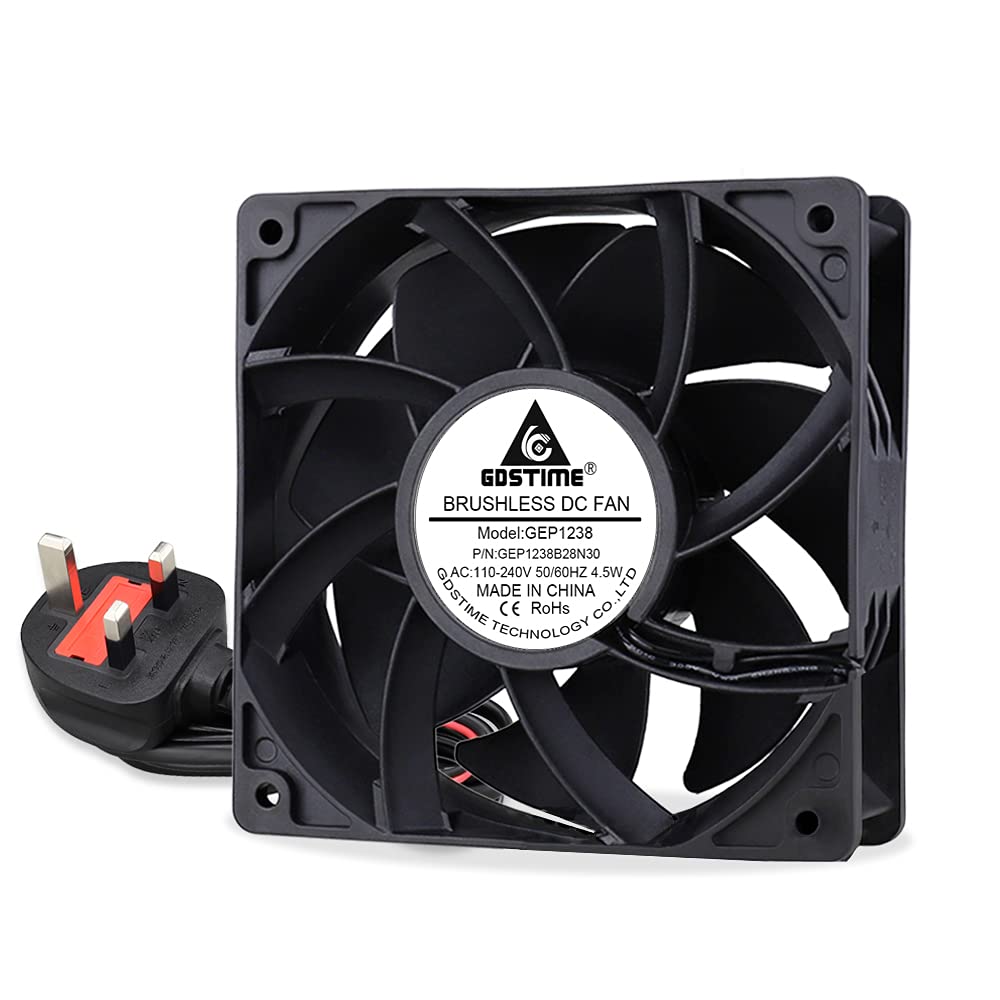 AC EC 220V 120mm Fan 240V 120 x 38mm Axial Fan 12038 Dual Ball Bearing Case Fan 2800 RPM Brushless Cooling Fan 116.6 CFM 12CM Fan Big Airflow For Workstation Cabinet PSU Server Garage Fan Replacement