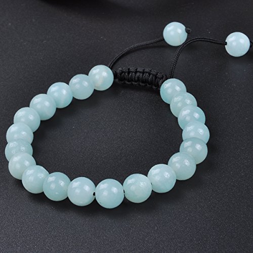 Image of MASSIVE BEADS Natural Healing Power Gemstone Crystal Beads Unisex Adjustable Macrame Bracelets, 6mm, Stone, Amazonite