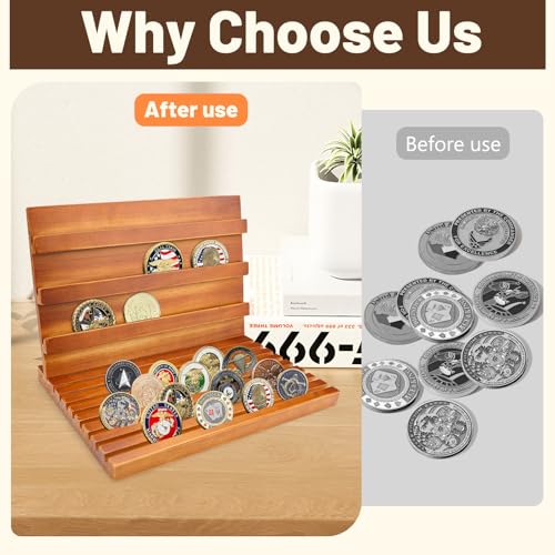 Soporte de madera para monedas, 11 niveles, capacidad para 80 monedas miniatura 4