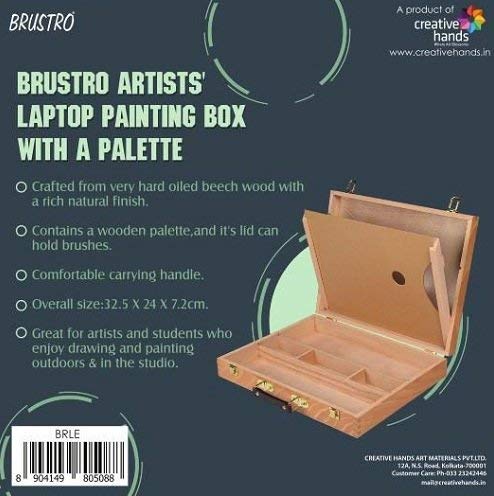 Image of Brustro Artists Empty Wooden Painting Box with a Palette