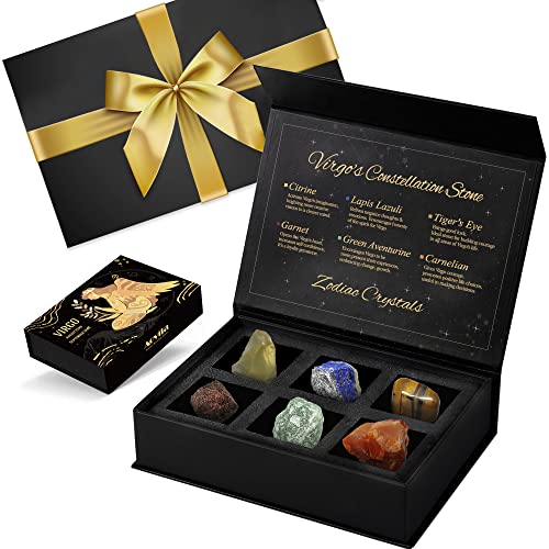 Image of Virgo Birthday Gifts for Women, Virgo Crystals Birthstones Gifts Box Set with Gift Wrap Ribbon Bow Greeting Card - Zodiac Gifts Astrology Gifts Birthday Gifts for Her Mother Sister Best Friends