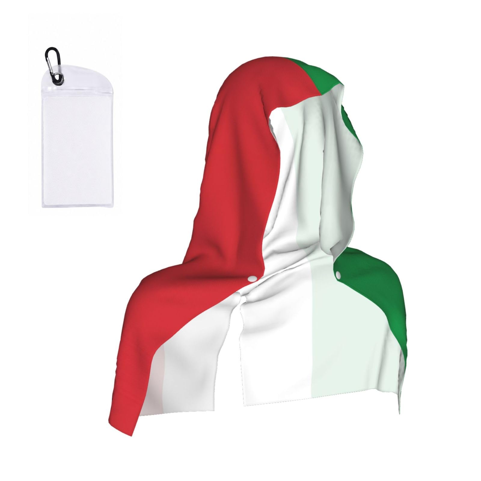 DUWAA Italy Flag Print Cooling Hooded Sports Towel, 30×60cm Quick Drying Summer Cool Head Wrap For Neck And Face