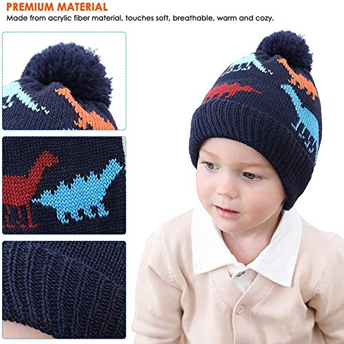DUHGBNE Strickmütze Wintermütze Warme Mütze Beanie Warm Baby Wintermütze Wintermütze Junge and Baby Mütze Baby Slouch Kinder Beanie Tierdruck Plüsch – Bild 4