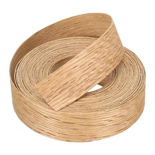 uxcell 1" x 25 ft Wood Edge Banding Pre-Glued Iron On Strip, Red Oak