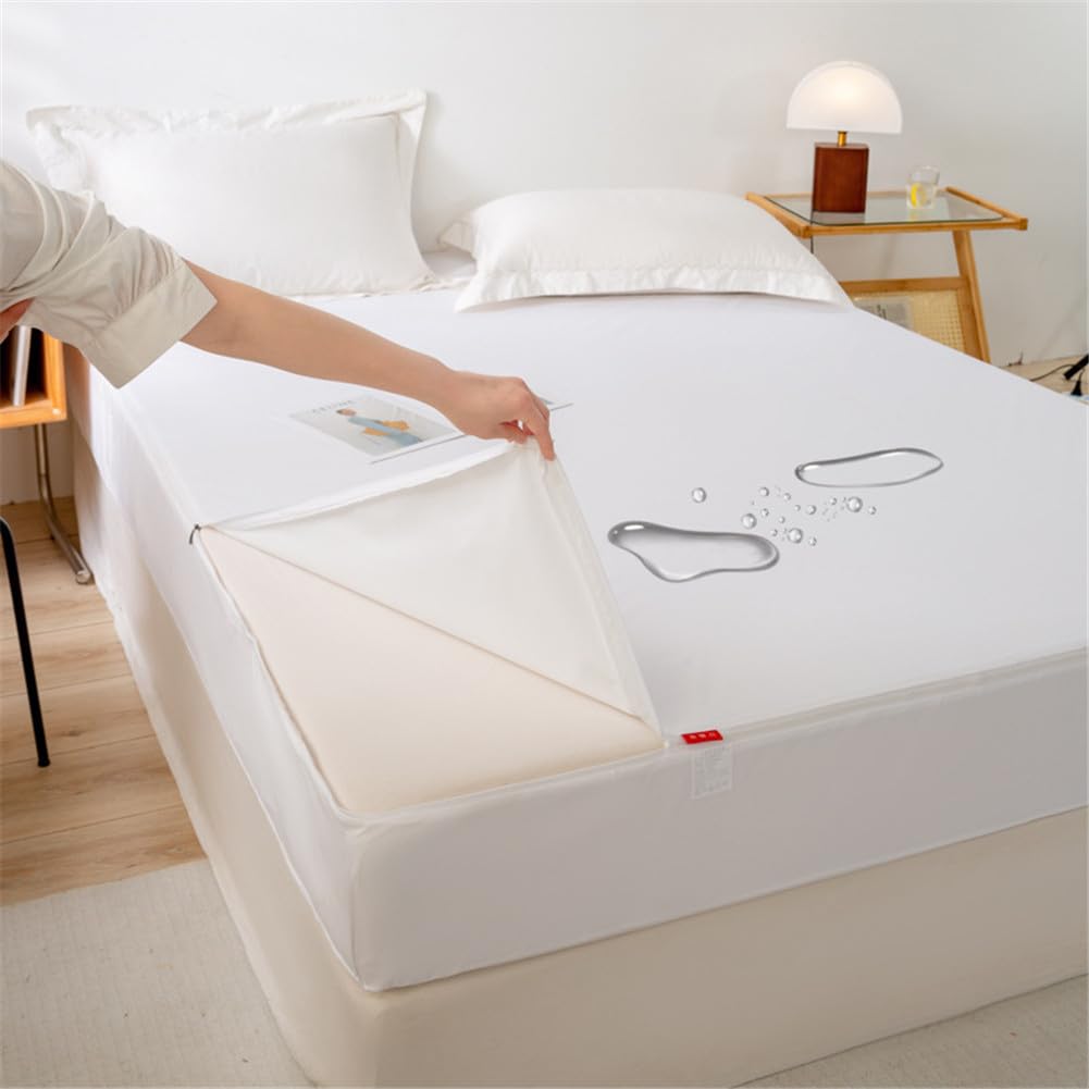 Protège-matelas imperméable – Doux et respirant à 360° – Résistant aux taches et aux allergies – Convient aux punaises de lit 150 x 200 x 10 cm – Blanc – Solution ultime d'hygiène et de confort pour